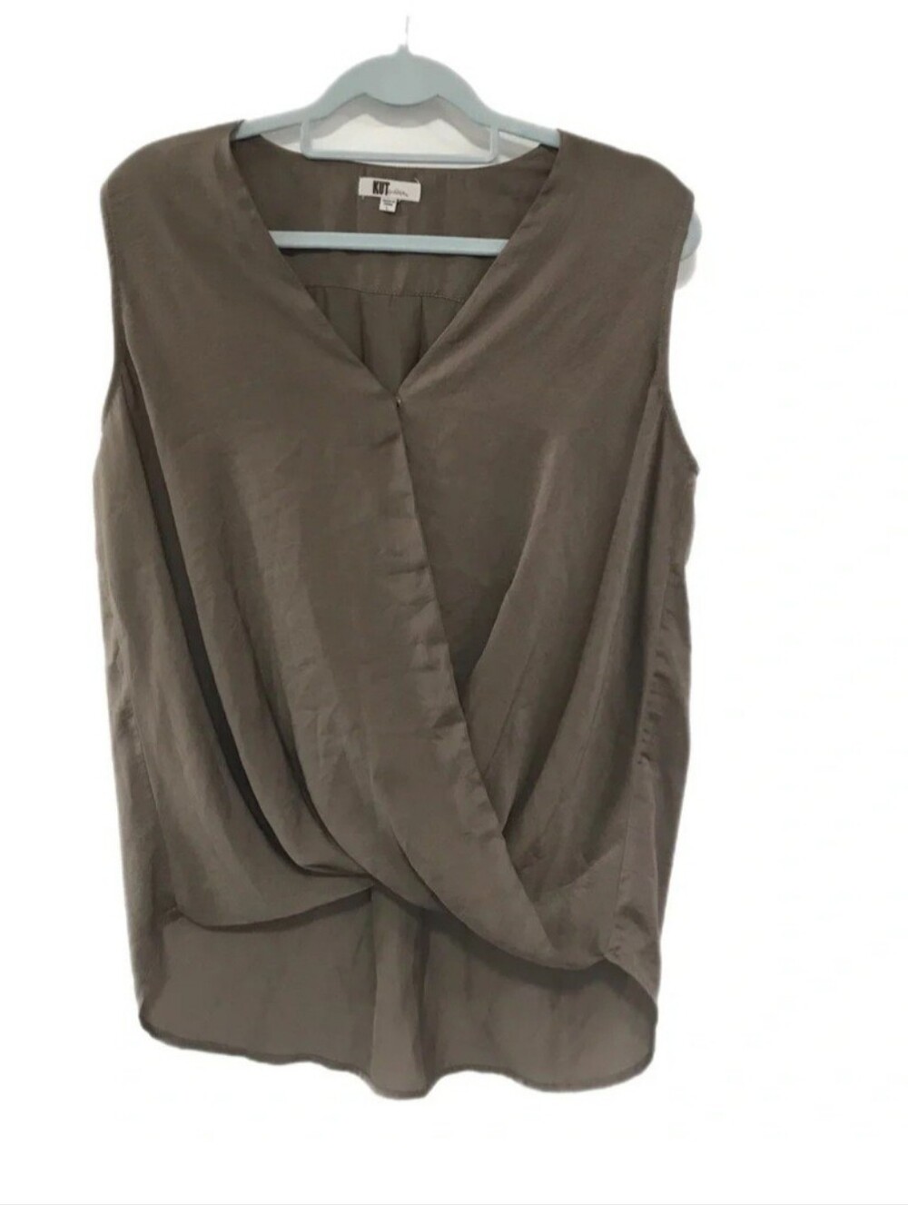 Kut from the Kloth Taupe Draped Sleeveless Wrap Top